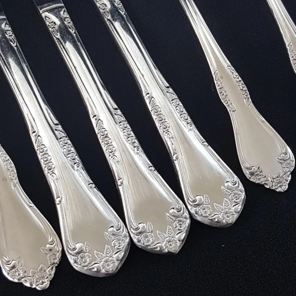 1960s Oneida Deluxe Chateau 15 Piece Stainless Steel Flatware Set